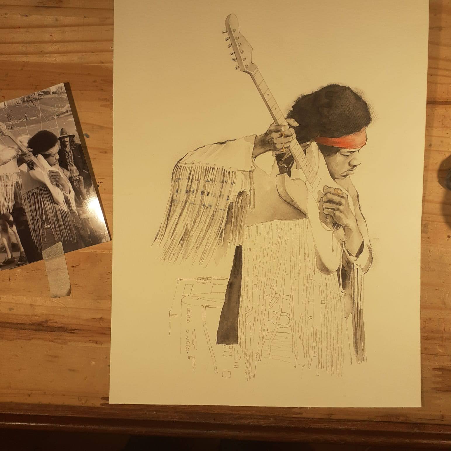 Jimi Hendrix-ritratto acquerello